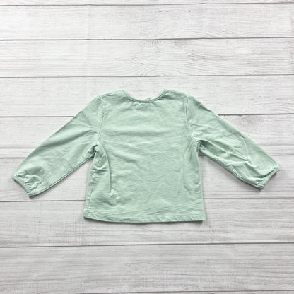 H&M Toddler Girl Long Sleeve Shirt Brave Mint Green Unicorn Graphic 3-4T