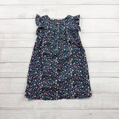 Tea Collection Girls Navy Blue Floral Dress Button Front Flutter Sleeve Dress 7