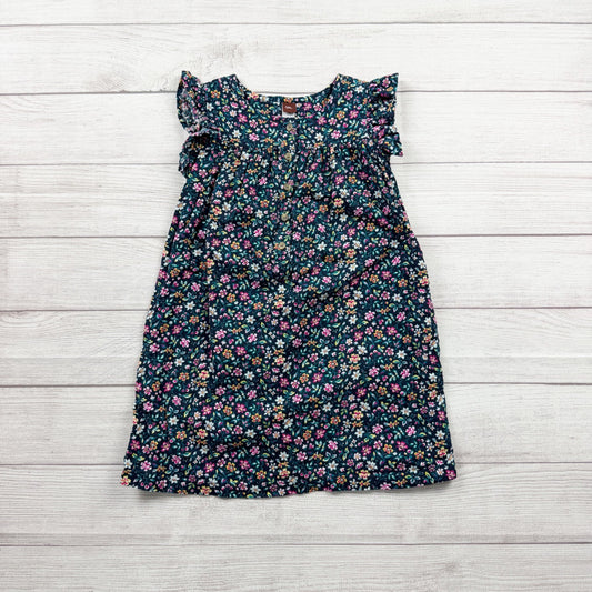 Tea Collection Girls Navy Blue Floral Dress Button Front Flutter Sleeve Dress 7
