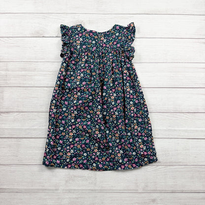 Tea Collection Girls Navy Blue Floral Dress Button Front Flutter Sleeve Dress 7
