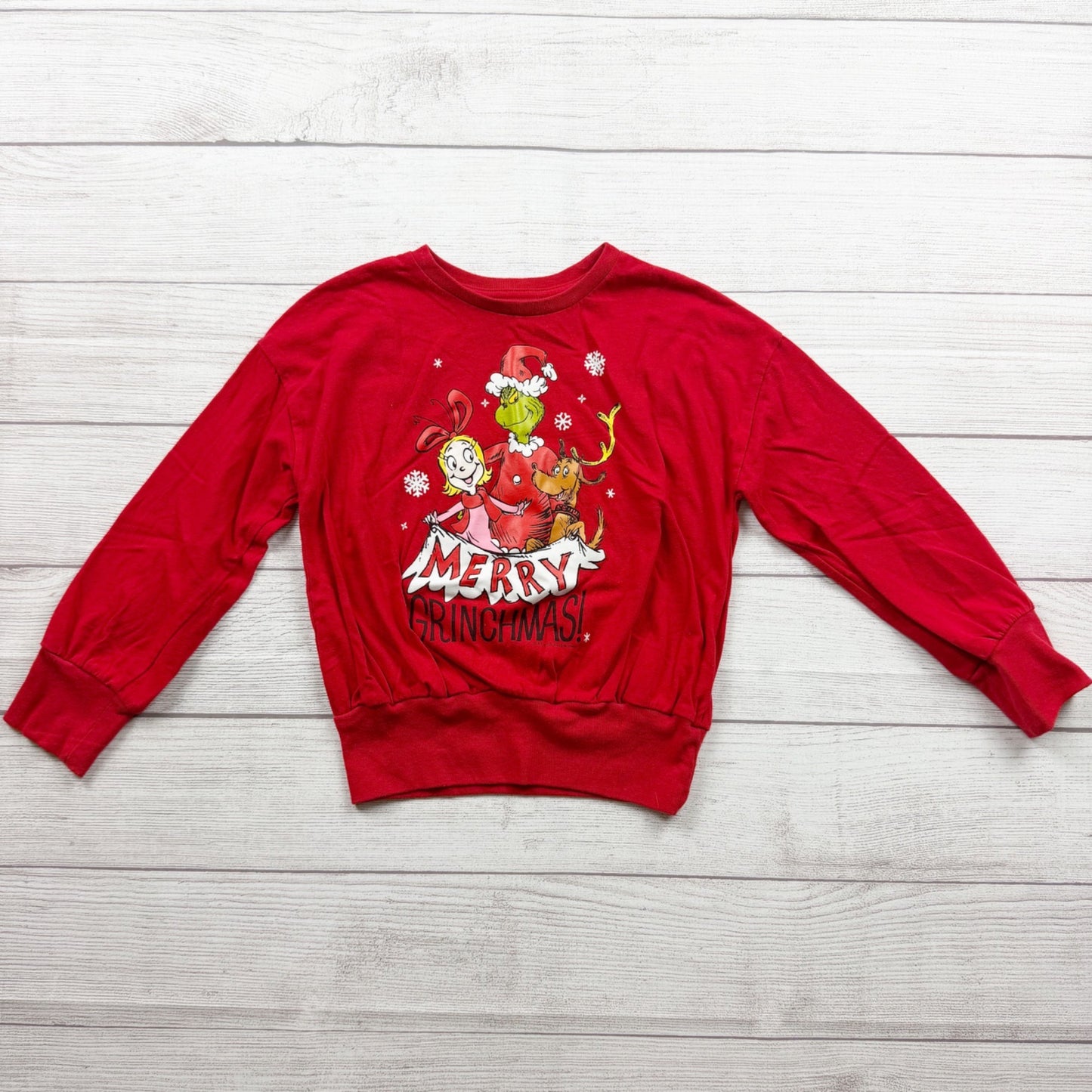 Old Navy Kids Merry Grinchmas Christmas Sweater Pullover Red S 6-7