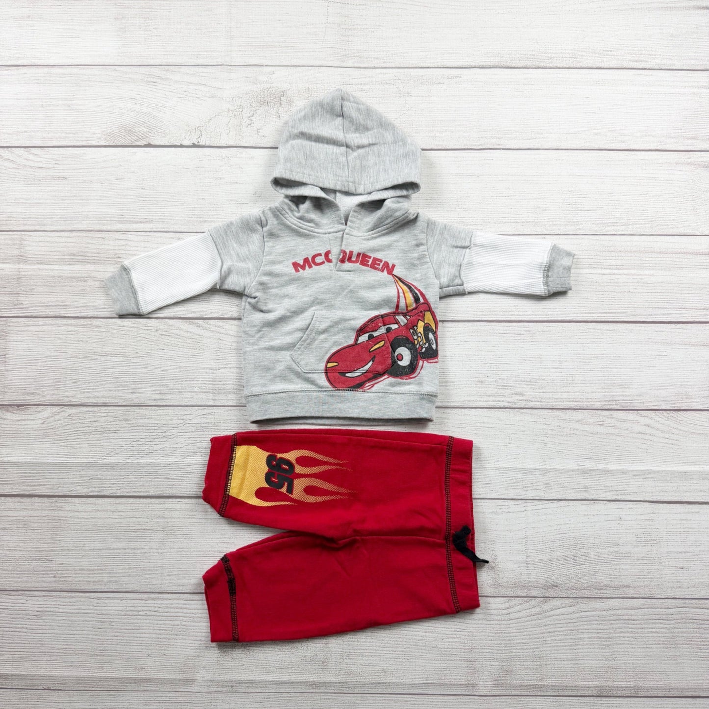 Disney Baby Cars Outfit Set Hoodie Pants 2 Piece Lightning McQueen 3-6 Months