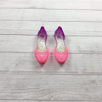 Wonder Nation Girls Jelly Flats Glitter Ombre Slip On Shoes Rainbow Insole 13