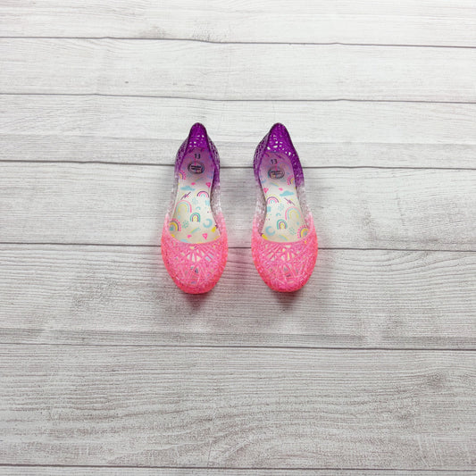 Wonder Nation Girls Jelly Flats Glitter Ombre Slip On Shoes Rainbow Insole 13
