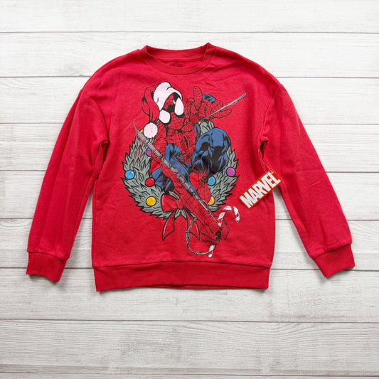 Marvel SpiderMan Holiday Graphic Sweatshirt Cozy Crewneck NWT L 10-12