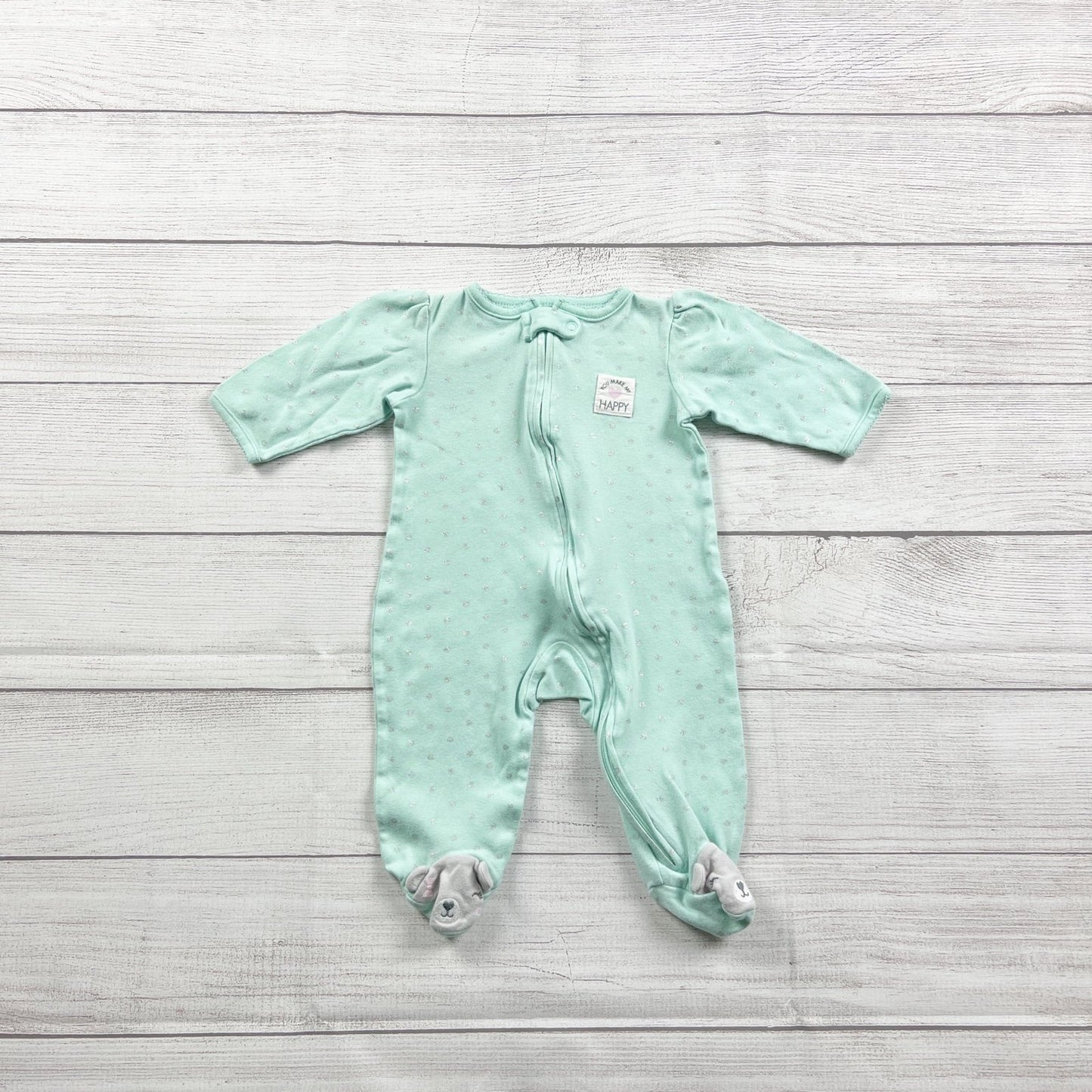 Just One You By Carter's Baby Footed Pajamas Mint Green Long Sleeve 3-6 Months