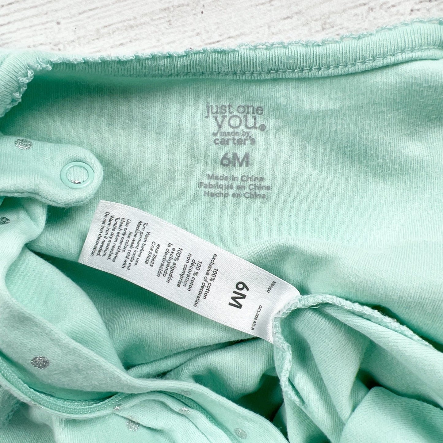 Just One You By Carter's Baby Footed Pajamas Mint Green Long Sleeve 3-6 Months