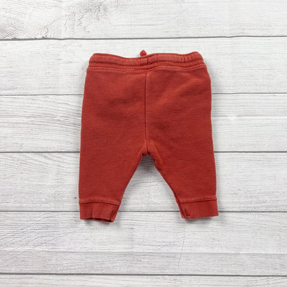 Zara Baby Jogger Pants Rust Orange Ribbed Drawstring Sweatpants 3-6 Months