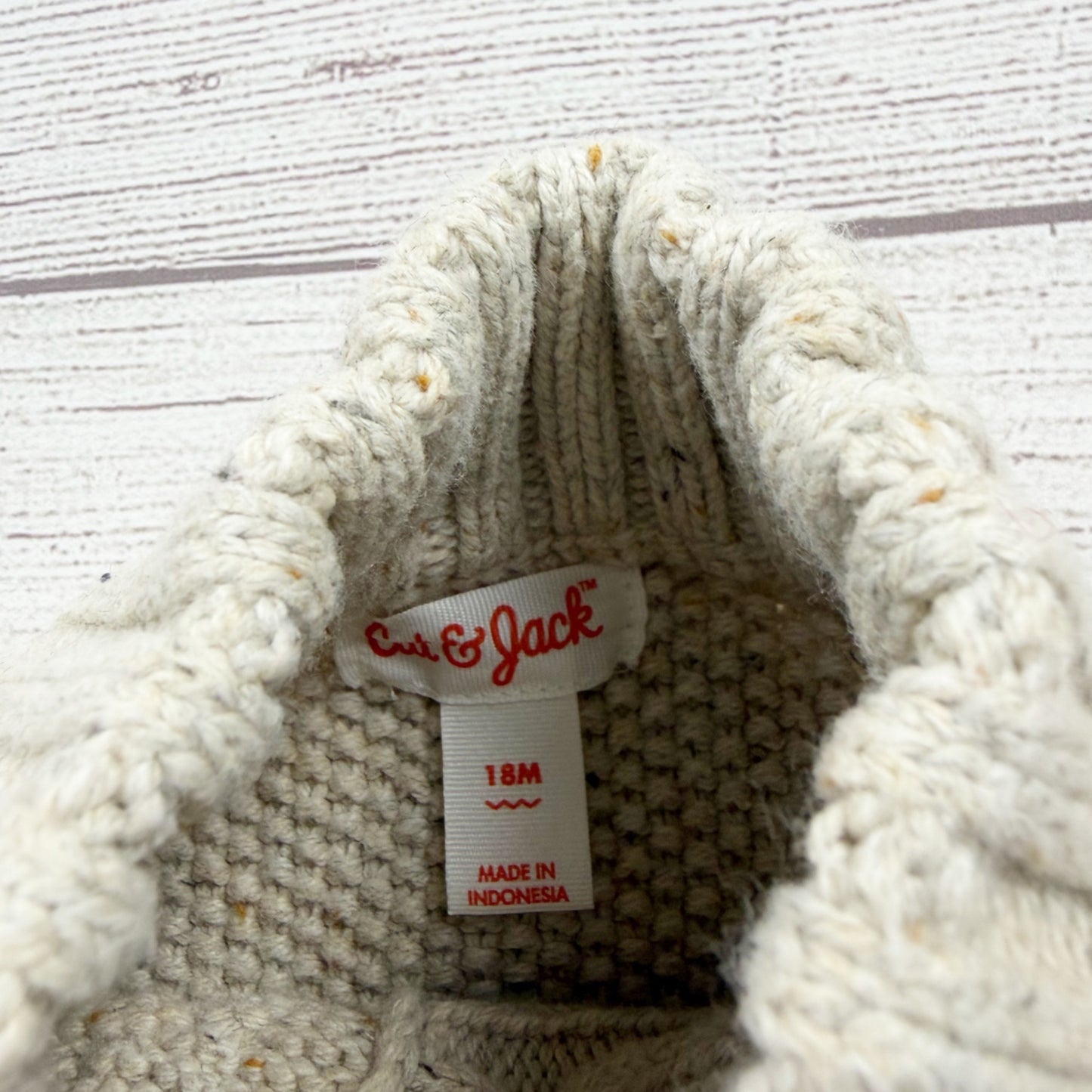 Cat & Jack Toddler Cable Knit Sweater Beige Button-Up 12-18 Months
