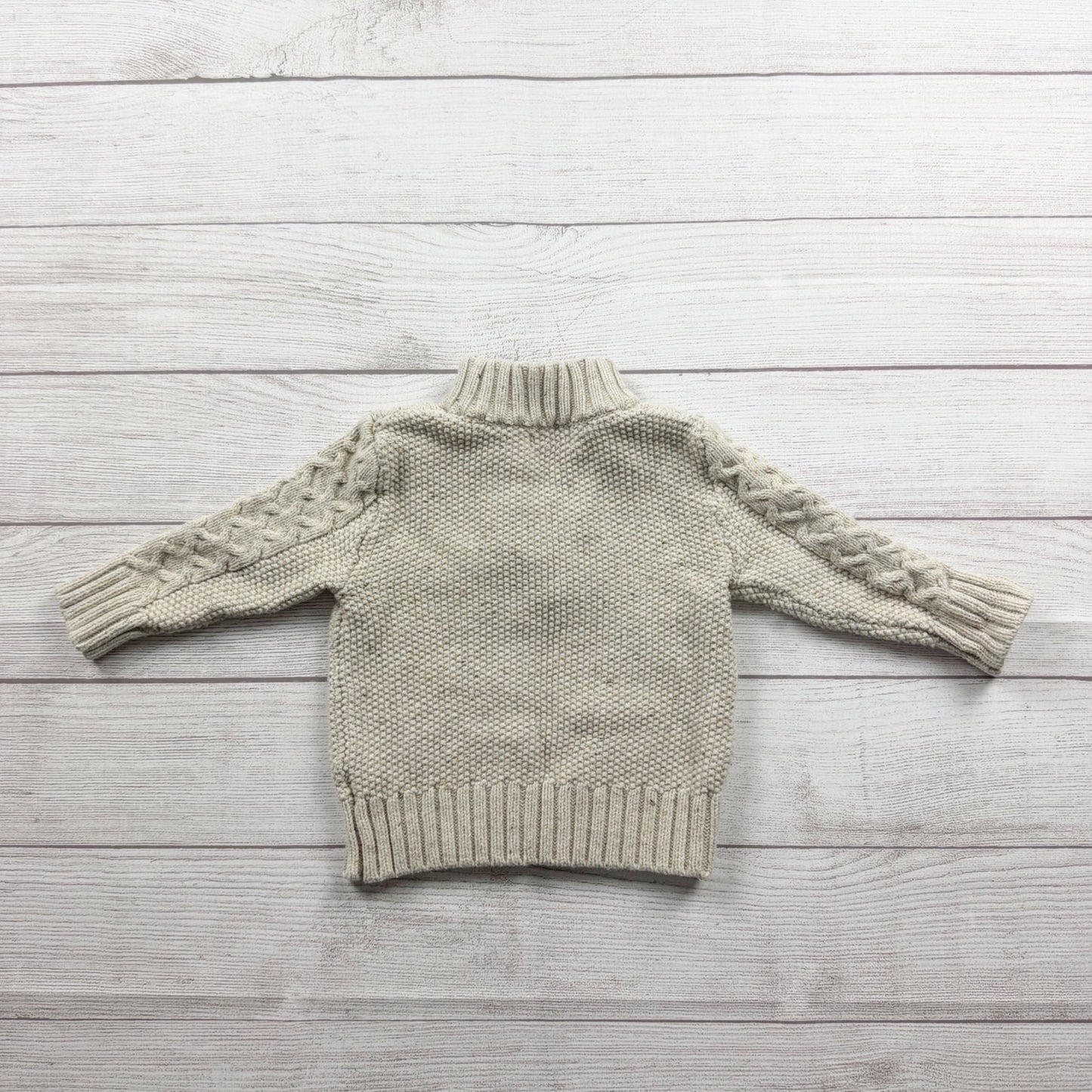 Cat & Jack Toddler Cable Knit Sweater Beige Button-Up 12-18 Months