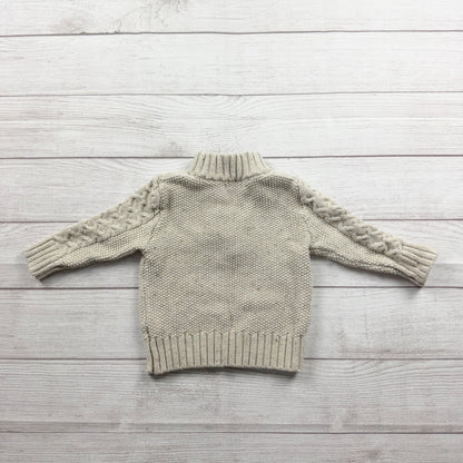 Cat & Jack Toddler Cable Knit Sweater Beige Button-Up 12-18 Months