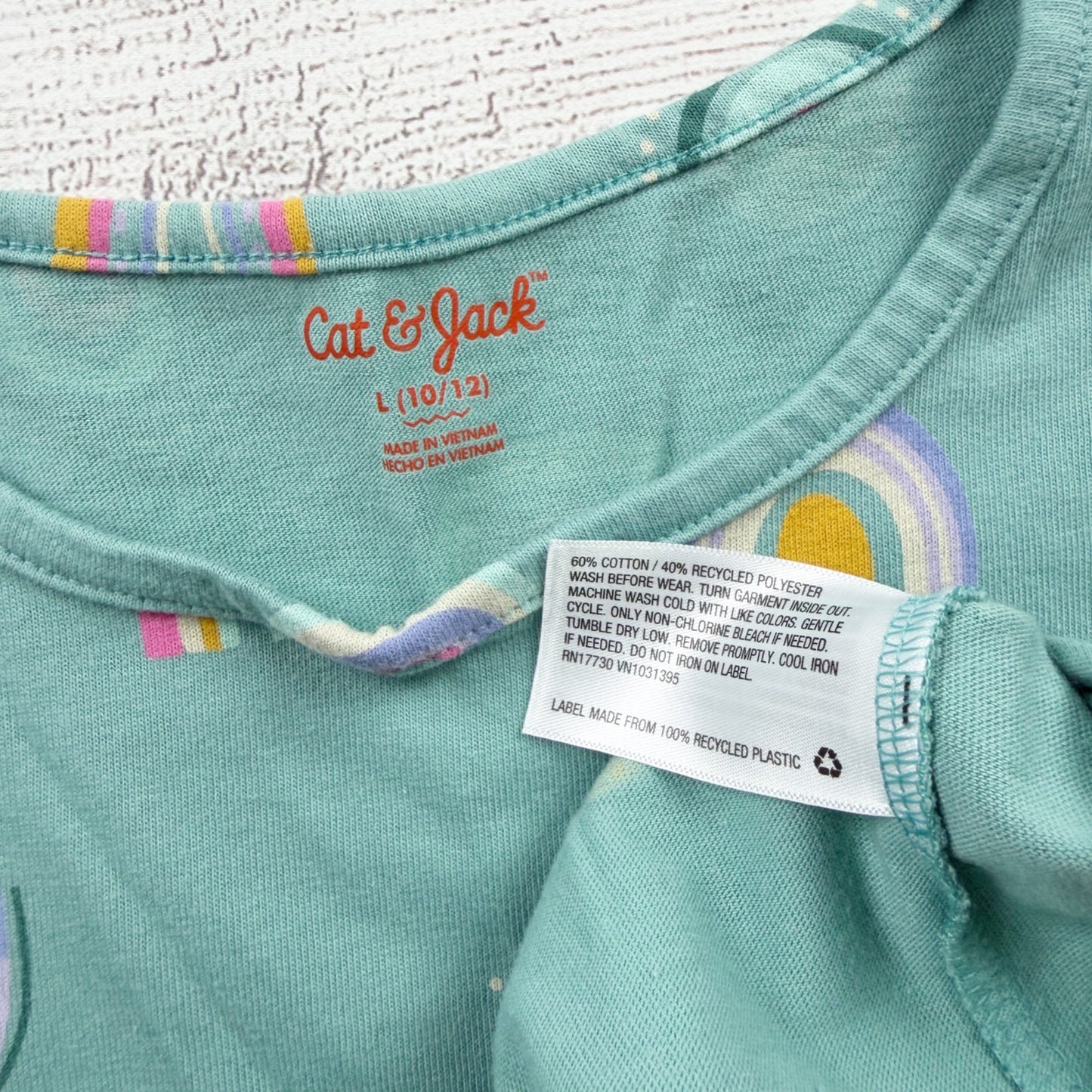 Cat & Jack Girls Dress Rainbow Print Short Sleeve Knit Pocket Dress L 10-12