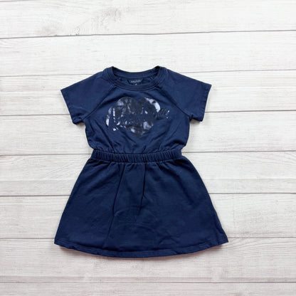 Nautica Toddler Girls Navy Sweatshirt Dress Short Sleeve Heart Logo 4T