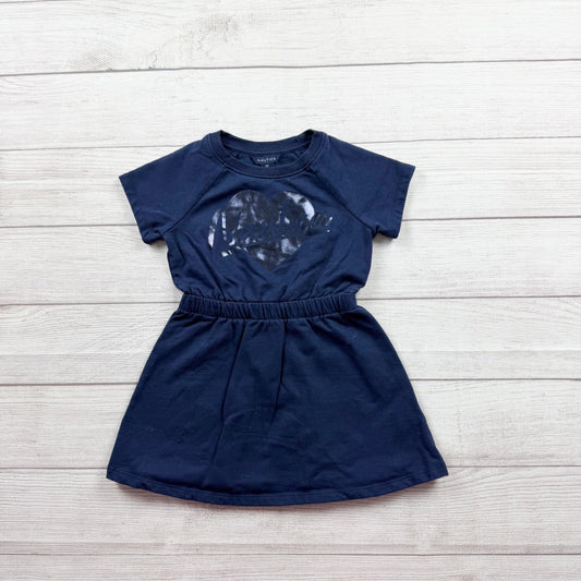 Nautica Toddler Girls Navy Sweatshirt Dress Short Sleeve Heart Logo 4T