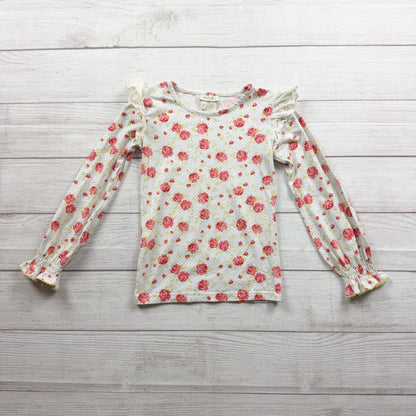 Matilda Jane Girls Floral Long Sleeve Ruffle Top Lightweight Cotton Blend 6