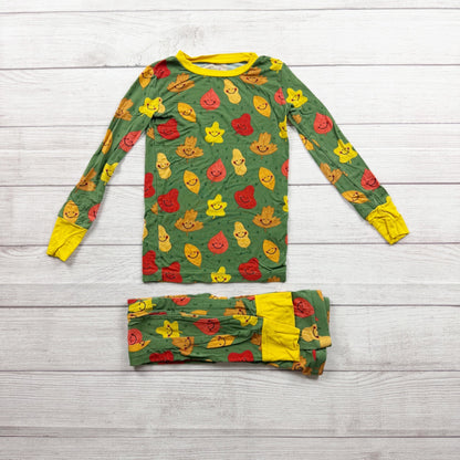 Kiki + Lulu Kids Pajama Set Fall Leaves Print Organic Bamboo Green 5-6