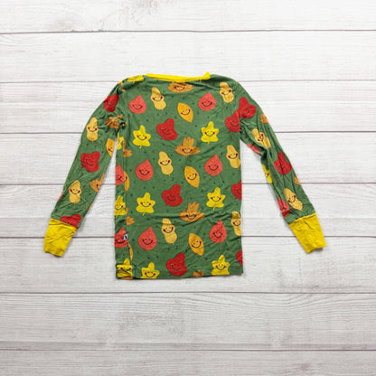 Kiki + Lulu Kids Pajama Set Fall Leaves Print Organic Bamboo Green 5-6