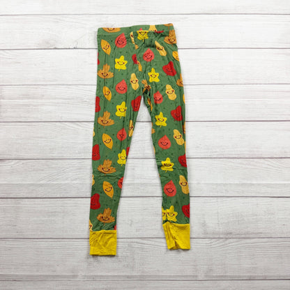 Kiki + Lulu Kids Pajama Set Fall Leaves Print Organic Bamboo Green 5-6