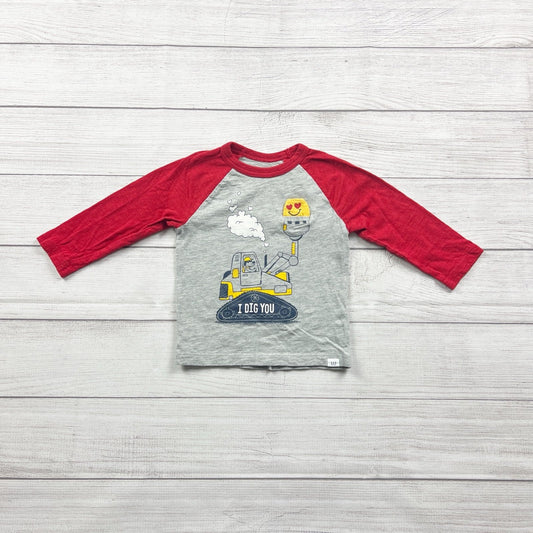 Baby Gap Toddler Boys Raglan Shirt “I Dig You” Excavator Graphic 18-24 Months