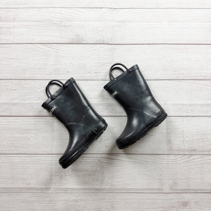 Lone Cone Black Rubber Rain Boots Waterproof Durable Easy Pull-On Handles 8