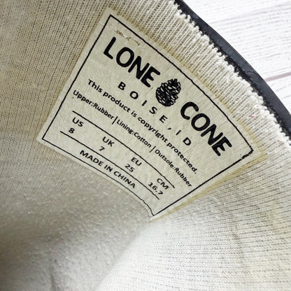 Lone Cone Black Rubber Rain Boots Waterproof Durable Easy Pull-On Handles 8