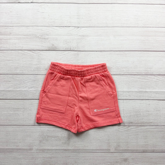 Champion Girls Coral Pink Elastic Waistband Logo Shorts Casual Fit 6X