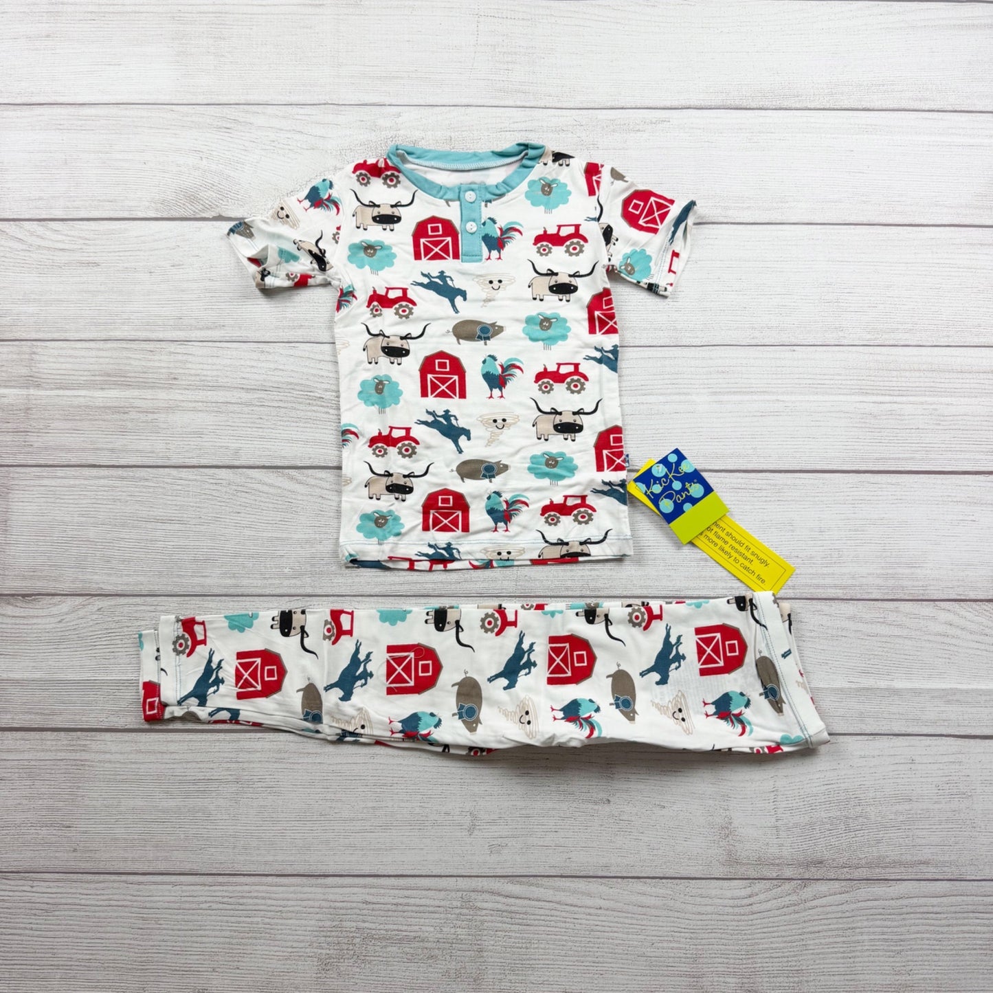 Kickee Pants Kids Farm Themed Pajama Set Soft Bamboo Viscose NWT 5