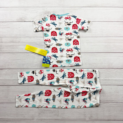 Kickee Pants Kids Farm Themed Pajama Set Soft Bamboo Viscose NWT 5
