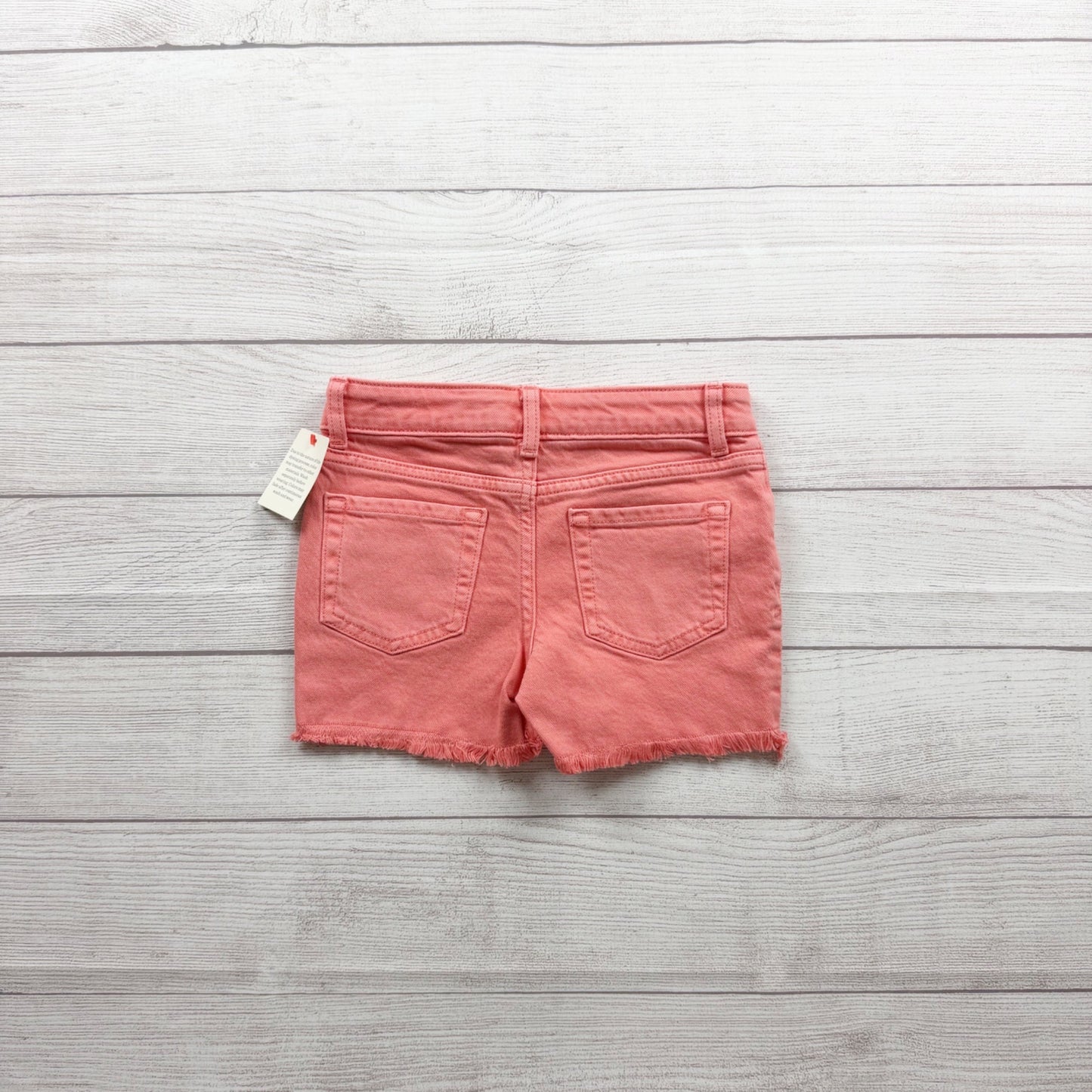 Cat & Jack Girls Coral Pink Stretch Denim Shorts Frayed Hem NWT S 6-7