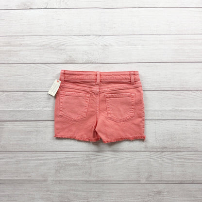 Cat & Jack Girls Coral Pink Stretch Denim Shorts Frayed Hem NWT S 6-7