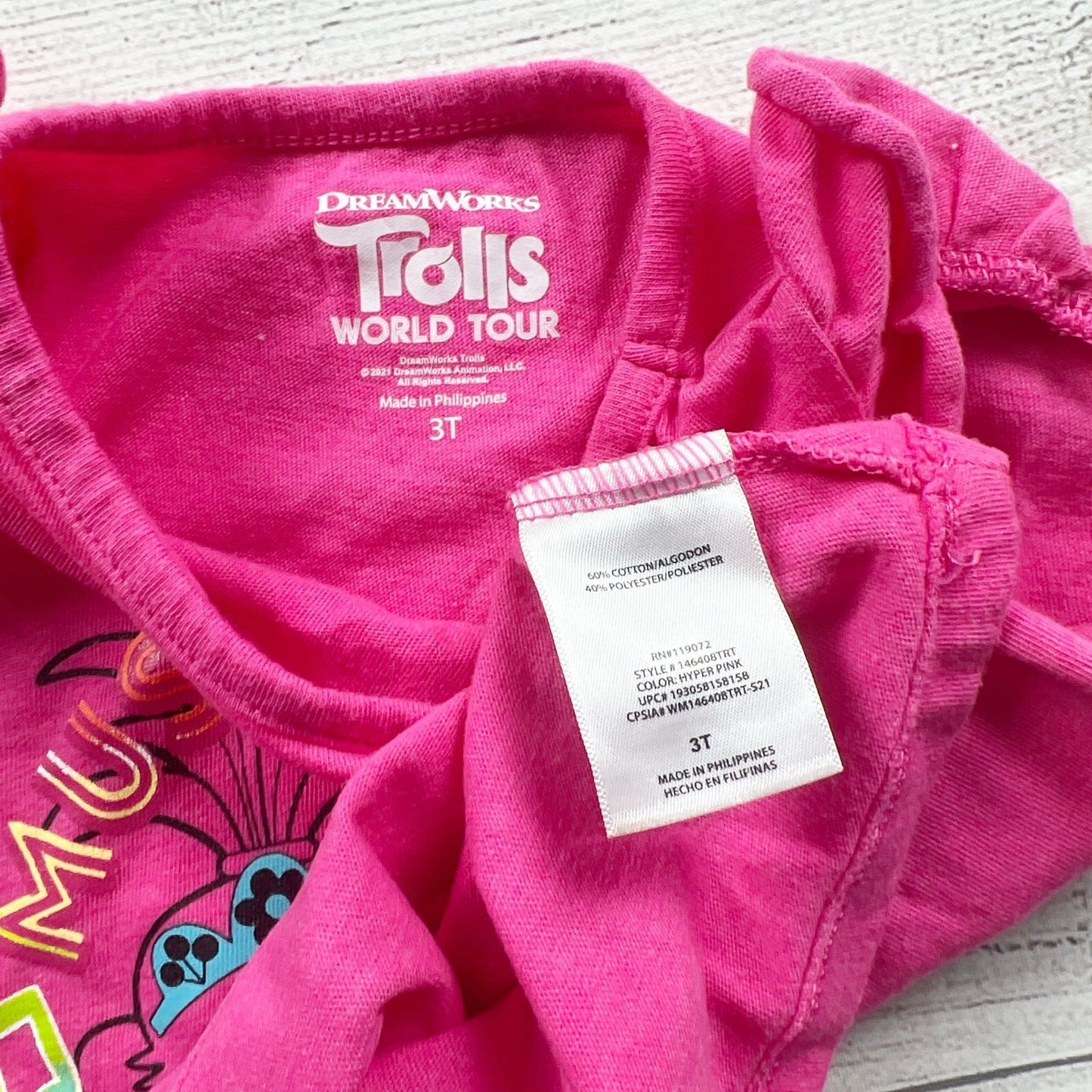 DreamWorks Trolls World Tour Shirt Flutter Tee “Music Brings Us Together” 3T