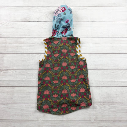 Matilda Jane Girls Hooded Floral Vest Tunic Top Mixed Print 8