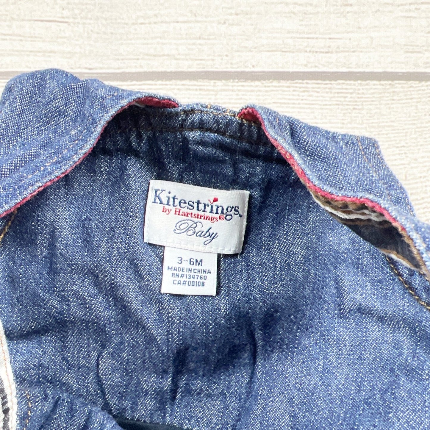 Kitestrings Baby Denim Overalls Plaid Accents Cuffs 3-6 Months
