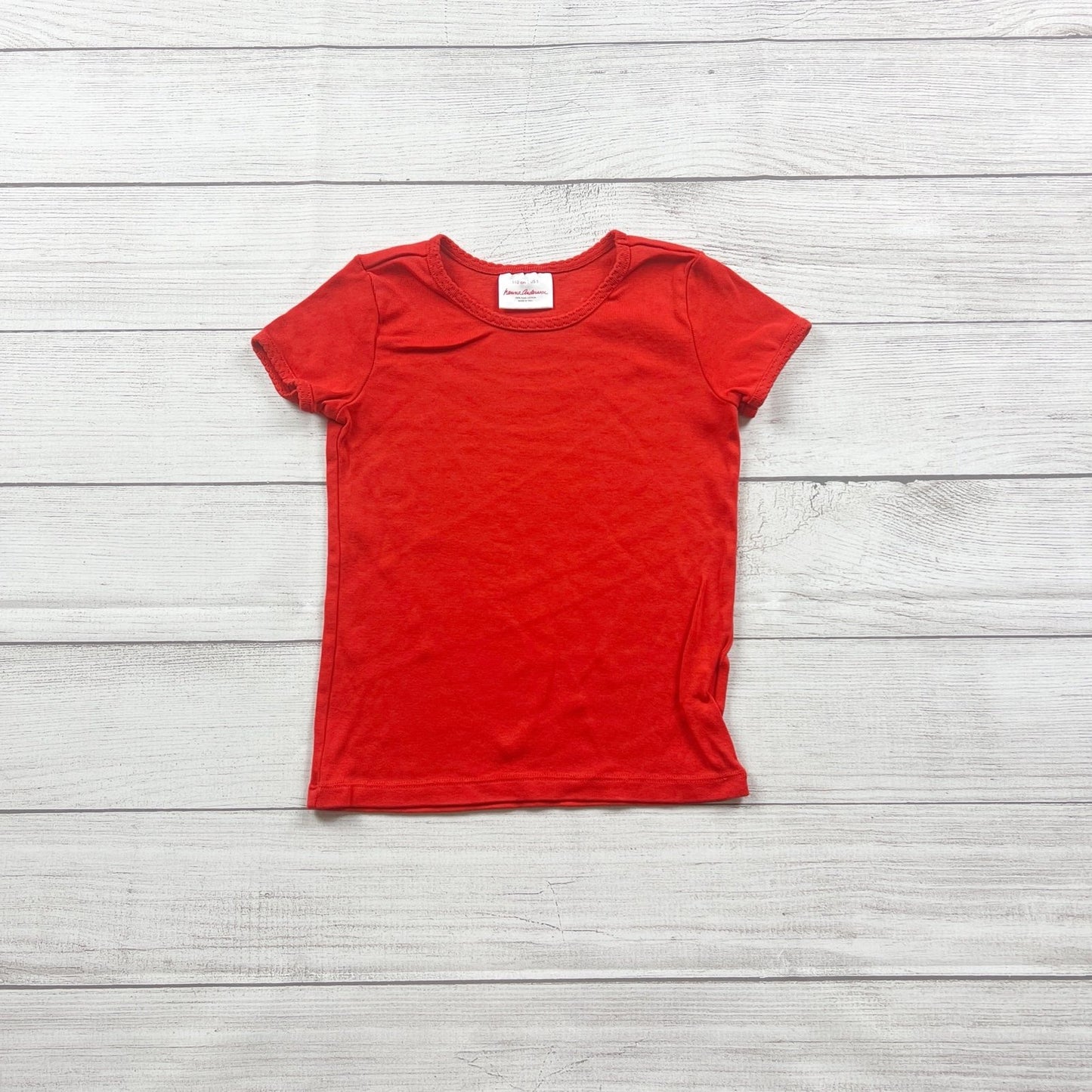 Hanna Andersson Girls Red Short Sleeve T-Shirt Pima Cotton Tee 5