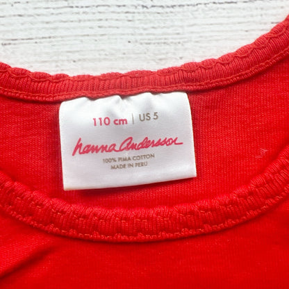 Hanna Andersson Girls Red Short Sleeve T-Shirt Pima Cotton Tee 5