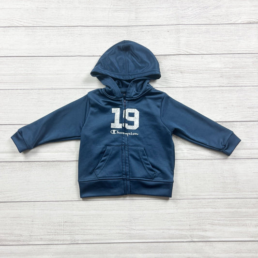 Champion Toddler Navy Blue Full Zip Hoodie Logo Number Graphic 12-18 Months