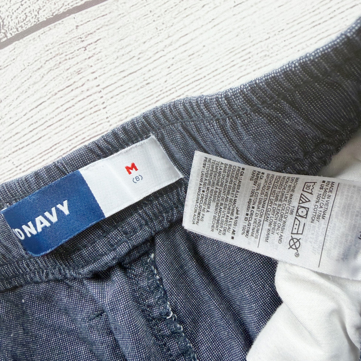 Old Navy Boys Elastic Waist Chambray Shorts Drawstring Blue Lightweight M 8