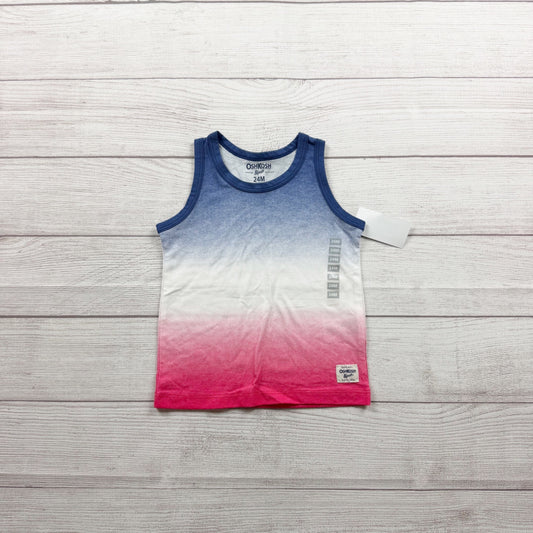 OshKosh Bgosh Gradient Ombre Tank Top Boys Blue White Red NWT 18-24 Months