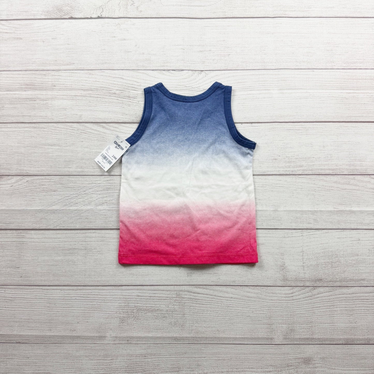 OshKosh Bgosh Gradient Ombre Tank Top Boys Blue White Red NWT 18-24 Months