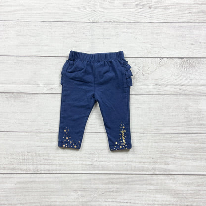 Cat & Jack Baby Girl Ruffle Butt Leggings Navy Blue Gold Star Print 0-3 Months