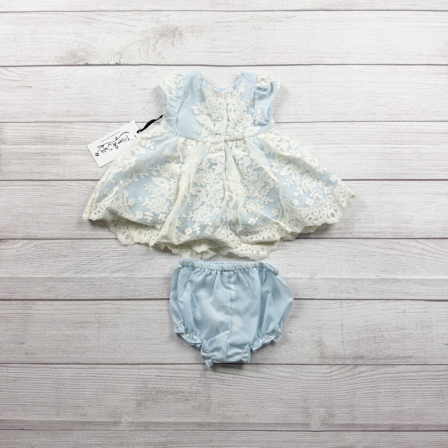 Pippa & Julie Baby Girl Dress Lace Overlay Party Dress NWT 0-3 Months