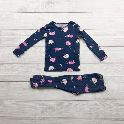 Carter's Navy Sloth Print Long Sleeve Pajama Set 2T