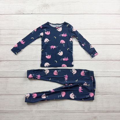 Carter's Navy Sloth Print Long Sleeve Pajama Set 2T