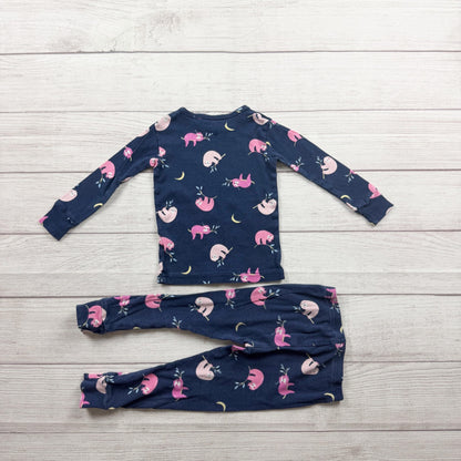 Carter's Navy Sloth Print Long Sleeve Pajama Set 2T