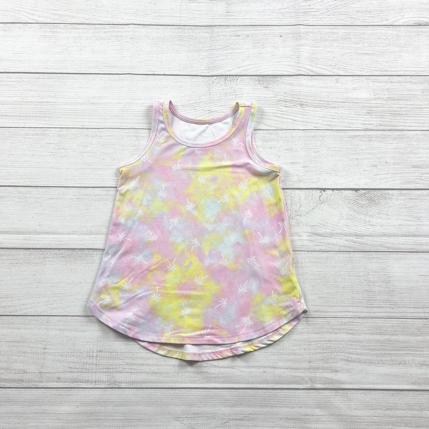 Wonder Nation Sleeveless Tank Top Pastel Tie Dye Palm Tree Print XS 4-5