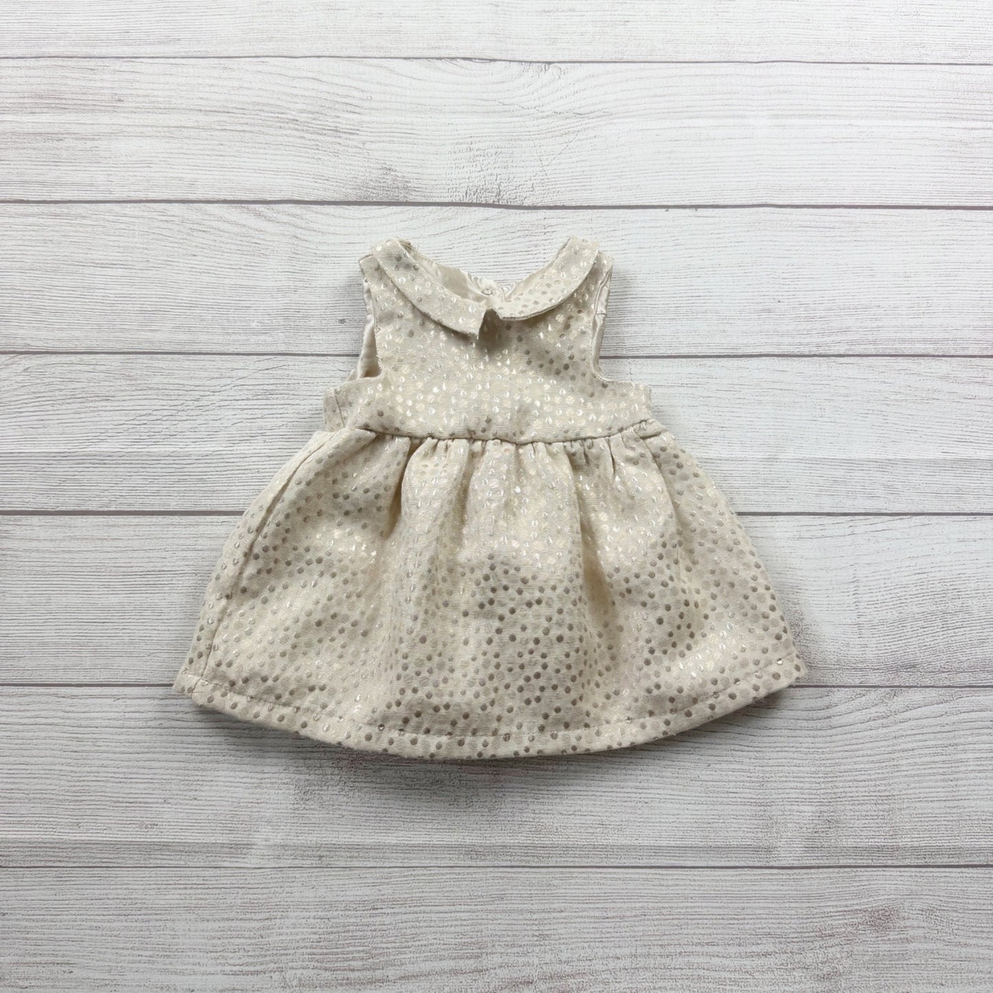 Cat & Jack Baby Sleeveless Metallic Polka Dot Dress Cream Gold 6-9 Months
