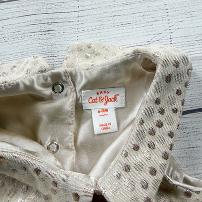 Cat & Jack Baby Sleeveless Metallic Polka Dot Dress Cream Gold 6-9 Months