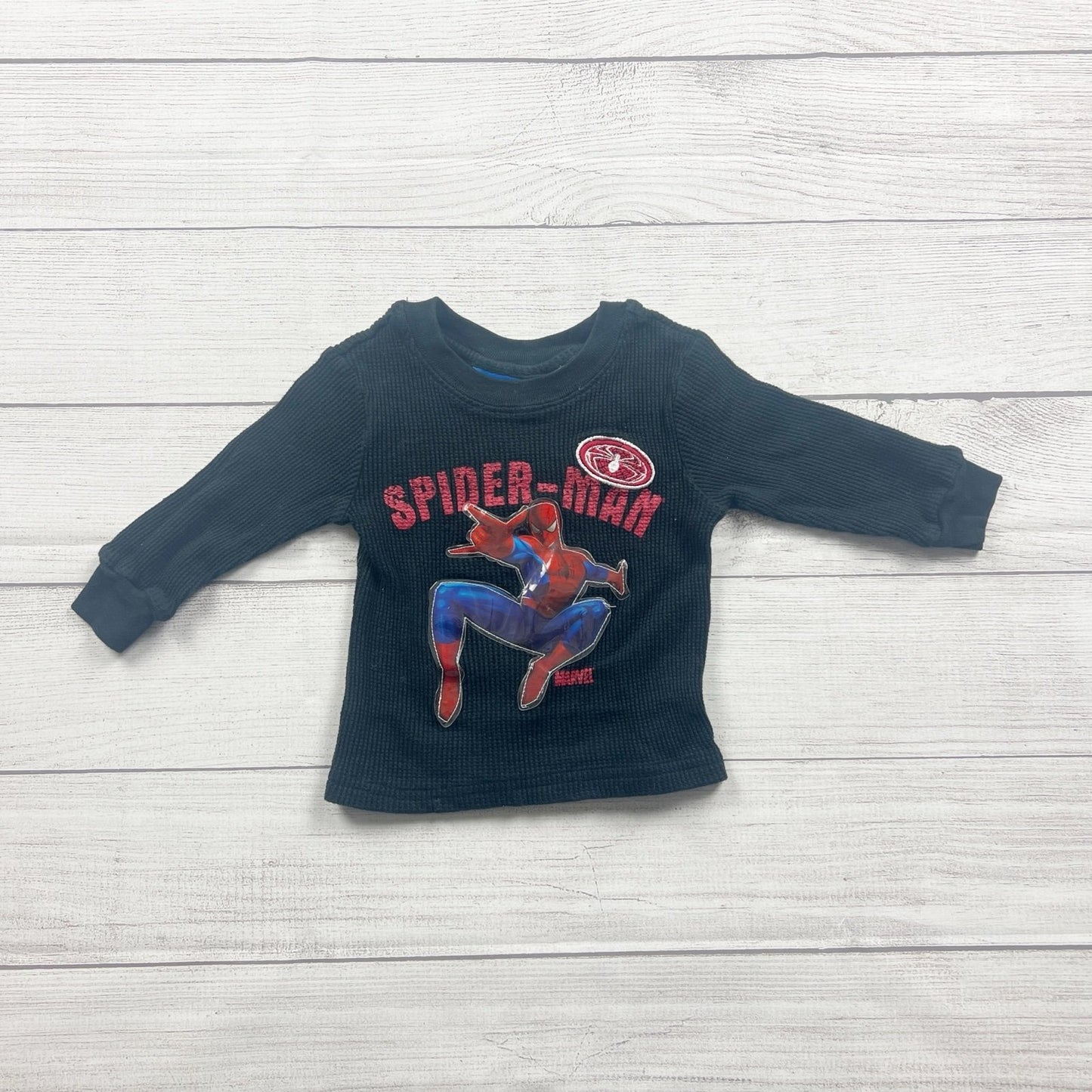 The Amazing SpiderMan Boys Waffle Knit Shirt Long Sleeve Graphic Top 9-12 Months
