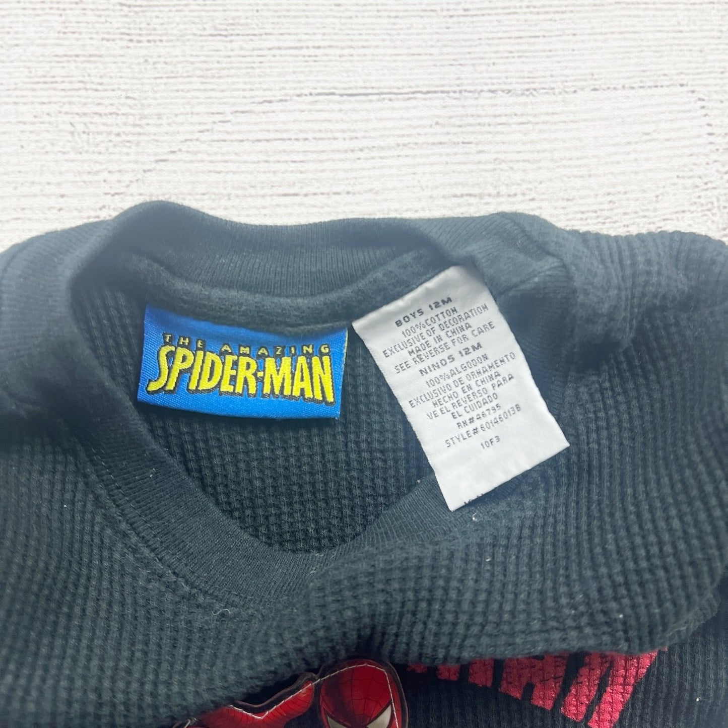 The Amazing SpiderMan Boys Waffle Knit Shirt Long Sleeve Graphic Top 9-12 Months