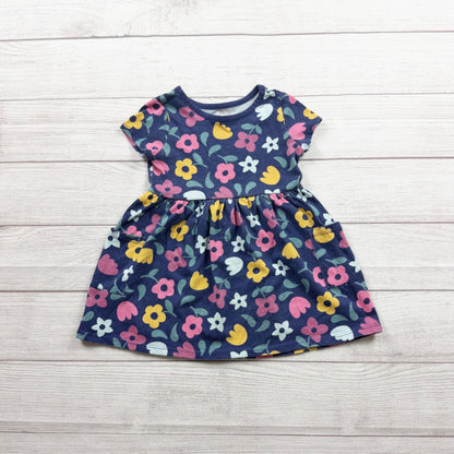 Garanimals Toddler Girls Short Sleeve Navy Floral Dress Cotton Blend 2T